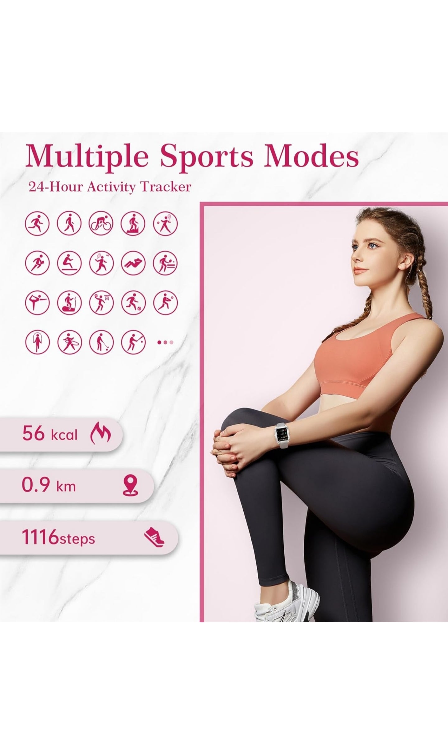 Betatree Damen Smartwatch, 1,6 Zoll Smartwatch mit Bluetooth-Anrufen, Fitness-Tracker mit 19 Sportmodi, Herzfrequenz, Schlafmonitor, Schrittzähler, wasserdichte Sportuhr für iOS Android Silver