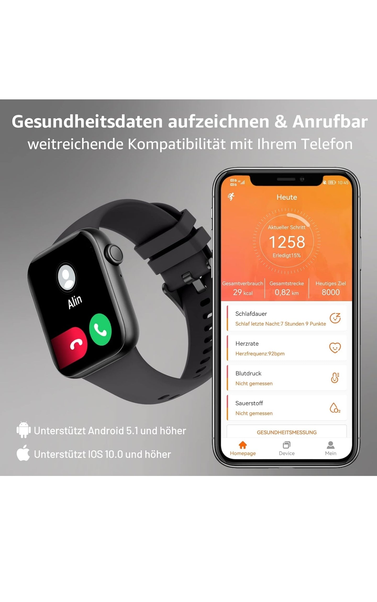 ASWEE Smartwatch Frauen Männer Kinder Fitness-Uhr mit 1,95 Zoll TFT Touchscreen Smart Watch, IP68 wasserdichte Fitness-Tracker mit Pedometer Herzfrequenzmesser Blutdruckmessgerät Stoppuhr für