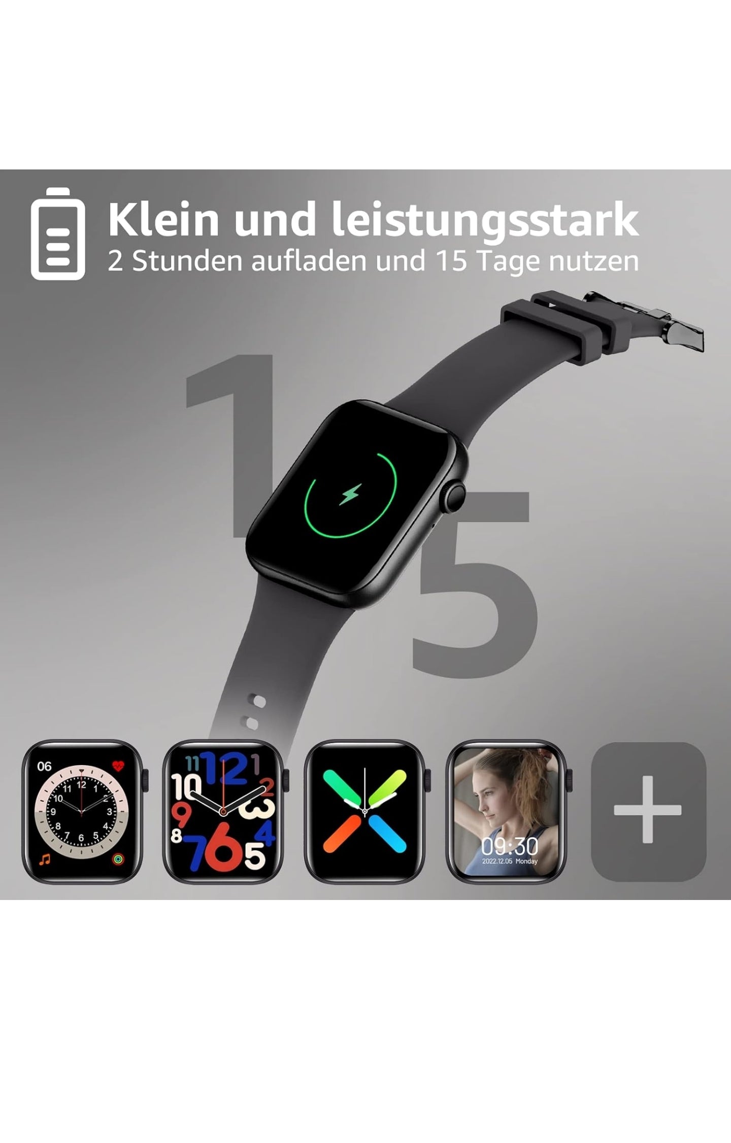 ASWEE Smartwatch Frauen Männer Kinder Fitness-Uhr mit 1,95 Zoll TFT Touchscreen Smart Watch, IP68 wasserdichte Fitness-Tracker mit Pedometer Herzfrequenzmesser Blutdruckmessgerät Stoppuhr für