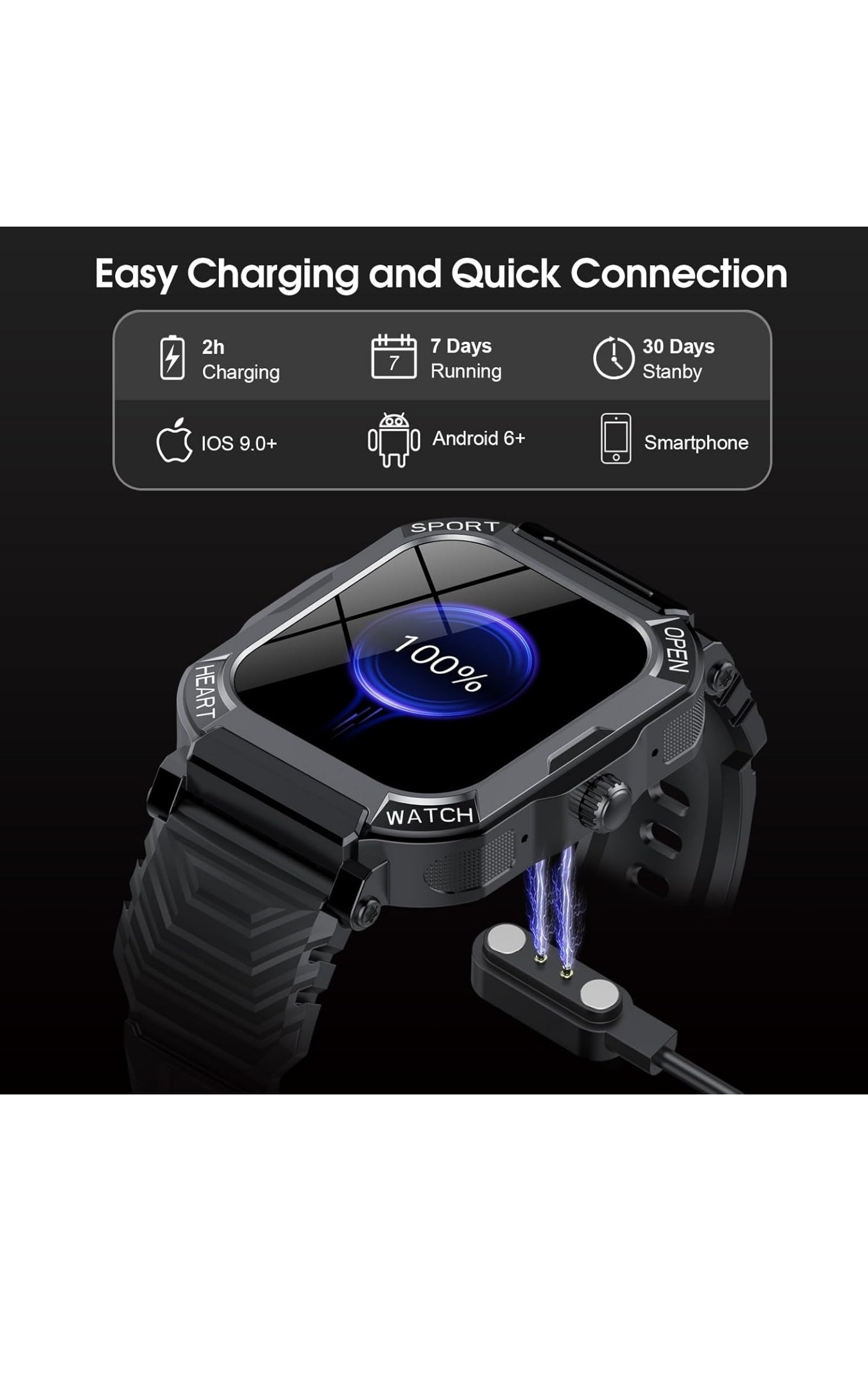 xinwld Herren Damen Smart Watch mit Bluetooth Calling, 1,85 Zoll Smartwatch, 113 Sportmodi mit Herzfrequenzmesser, Schlaf, Schrittzähler, wasserdichte IP68 Smart Watch für Android iOS, Nior