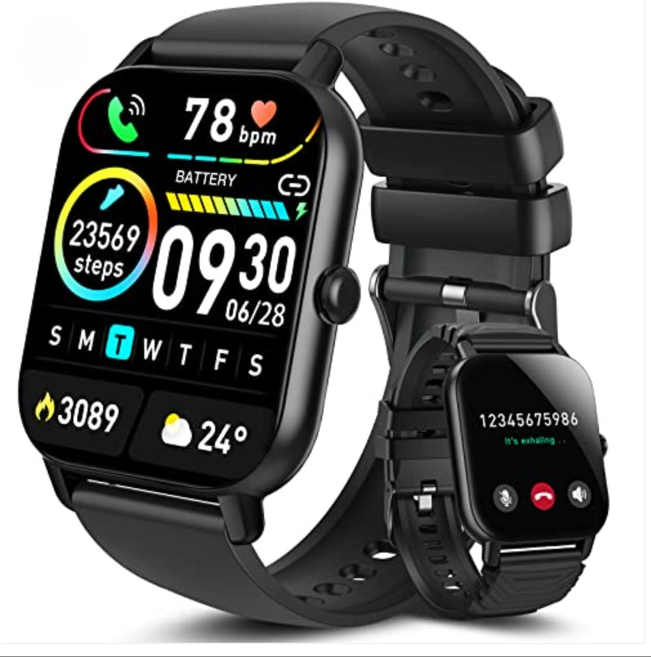Aptkdoe Smartwatch Damen Herren mit Bluetooth Anrufe, 1.85 Zoll Voll Touch Screen Smart Watch, 112 Sportmodi Fitnessuhr, IP68 Wasserdicht Sportuhr mit Schrittzähler Schlafmonitor für iOS und Android