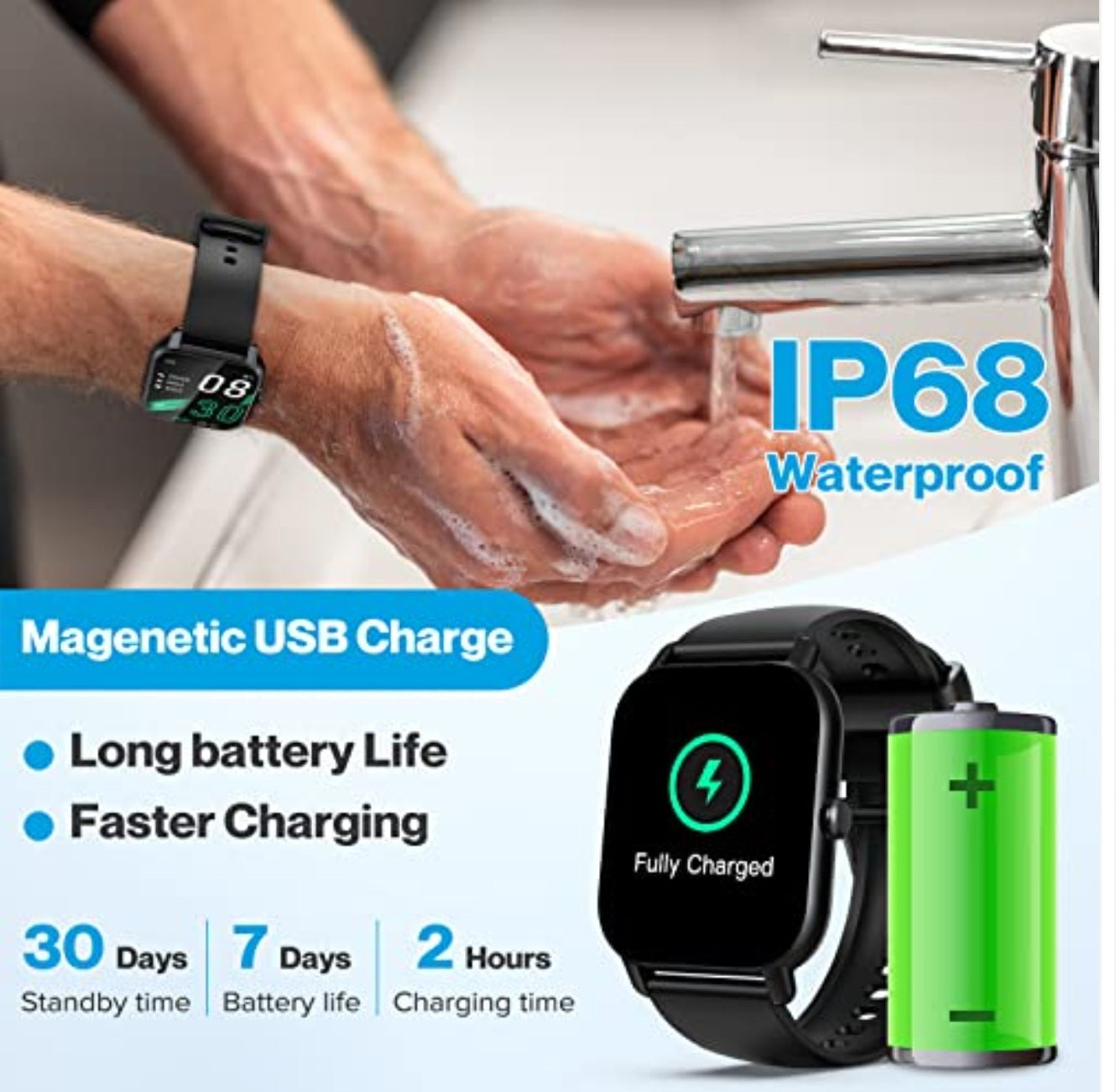 Aptkdoe Smartwatch Damen Herren mit Bluetooth Anrufe, 1.85 Zoll Voll Touch Screen Smart Watch, 112 Sportmodi Fitnessuhr, IP68 Wasserdicht Sportuhr mit Schrittzähler Schlafmonitor für iOS und Android