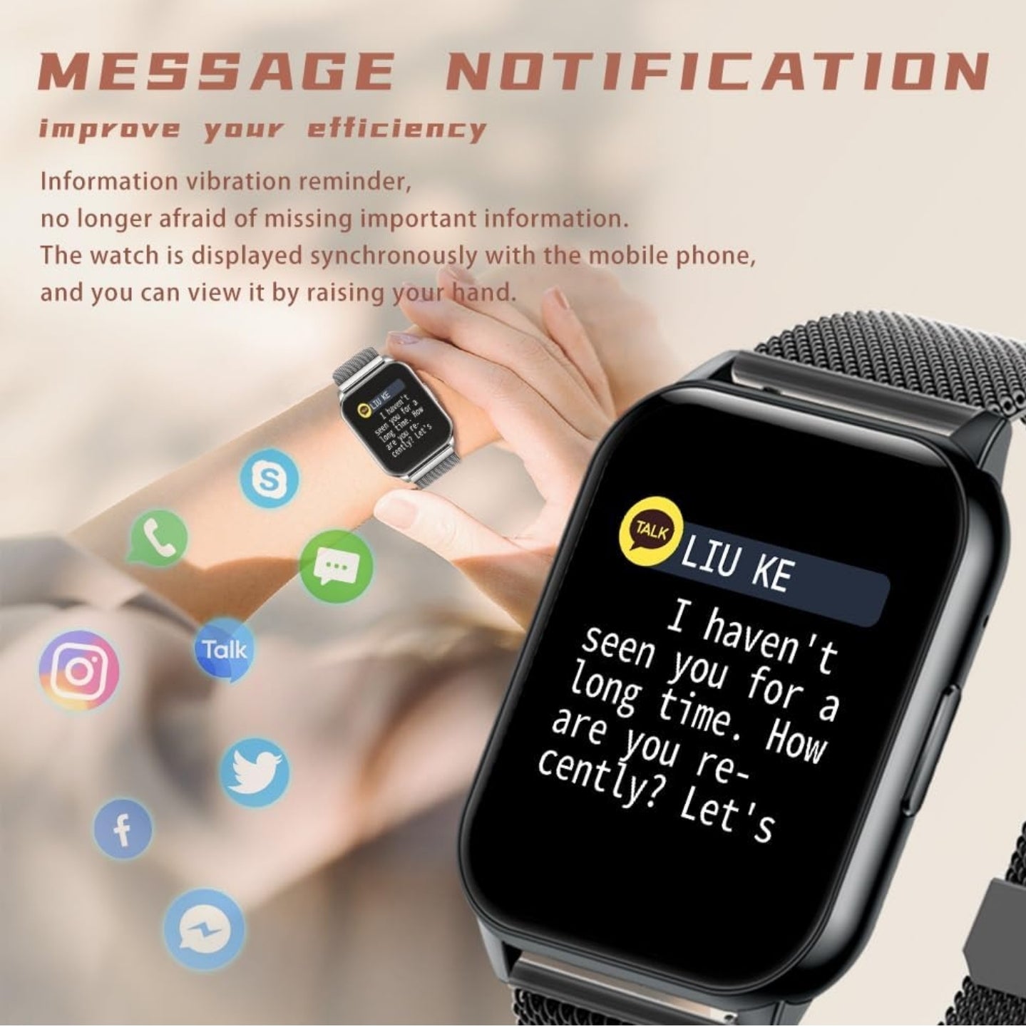 ANMI-Smartwatch für Herren und Damen mit Bluetooth-Anruf, 1,96 Zoll große Sport-Smartwatch mit Herzfrequenzmesser/Blutdruck/SpO2/Schrittzähler/Ton, Smartwatch für Android iOS