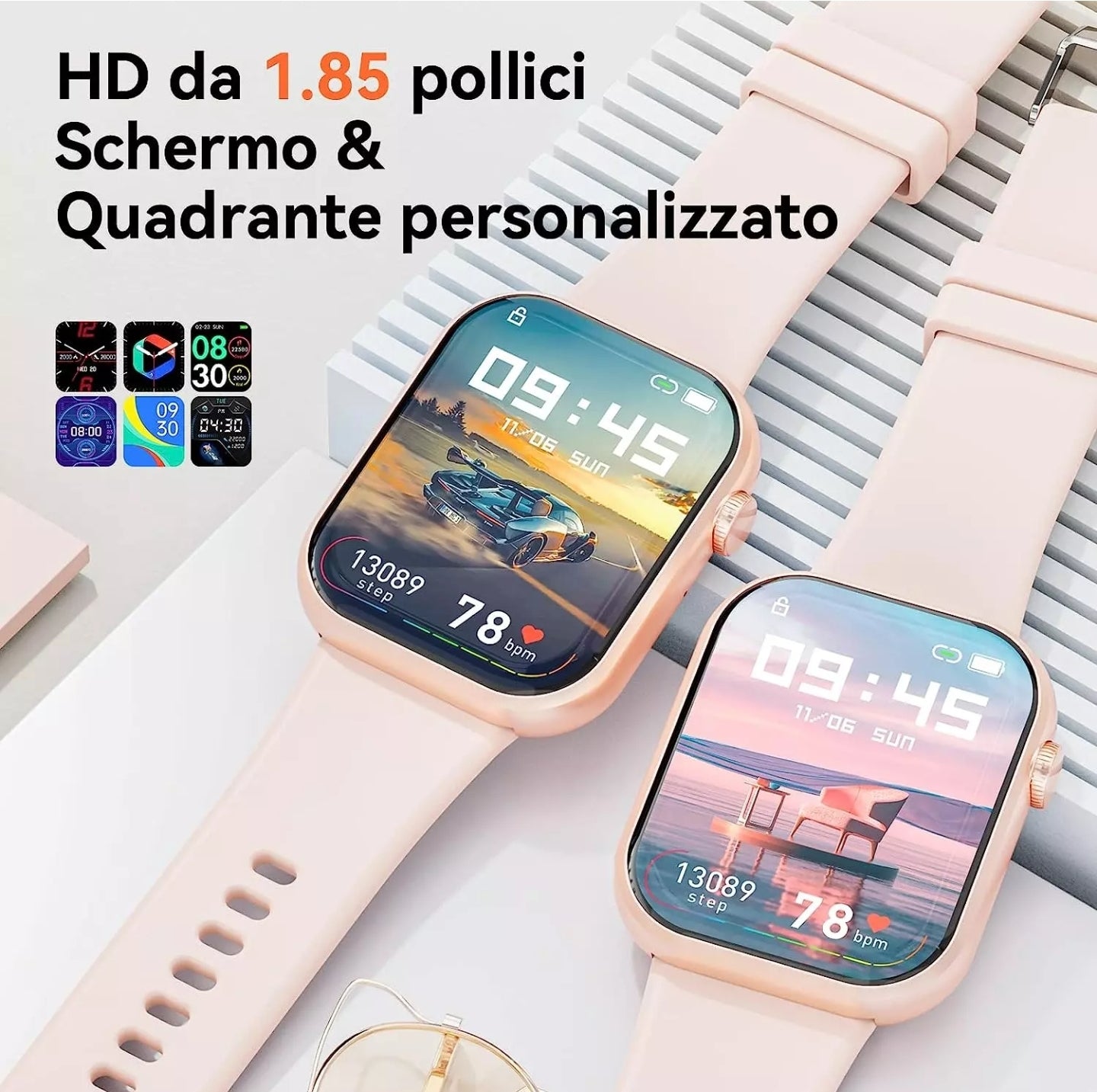 2023 Smartwatch Uomo Donna, 1,85'' Schermo Orologio Smartwatch Con Chiamata Bluetooth