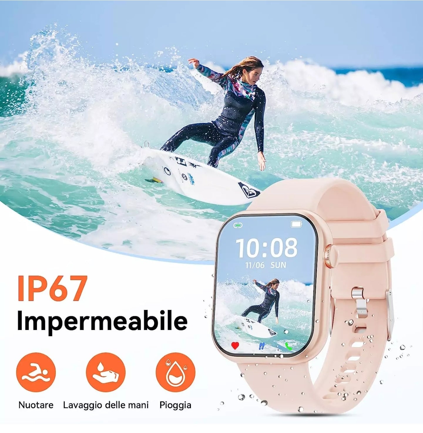 2023 Smartwatch Uomo Donna, 1,85'' Schermo Orologio Smartwatch Con Chiamata Bluetooth