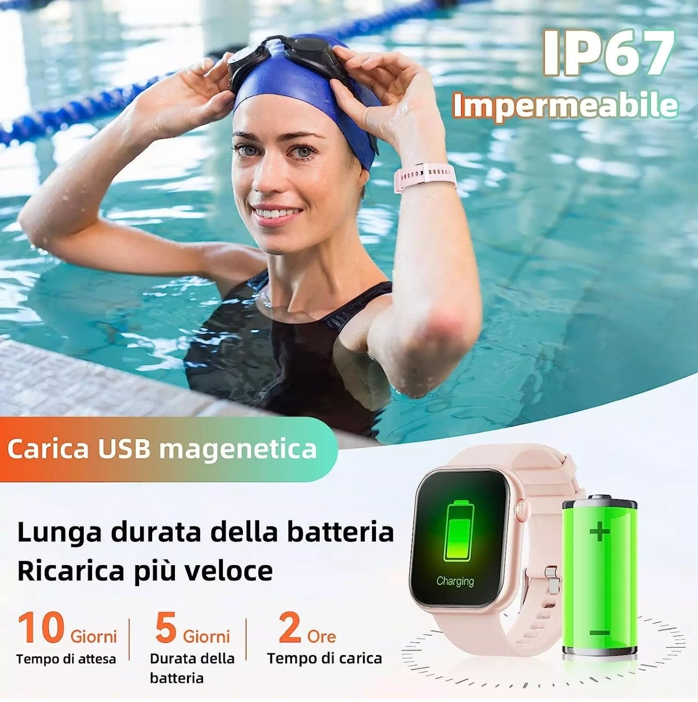 2023 Smartwatch Uomo Donna, 1,85'' Schermo Orologio Smartwatch Con Chiamata Bluetooth