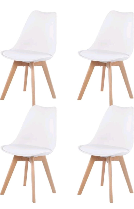 Esszimmerstühle mit Massivholz Eiche Bein, Küchenstühle-Weiß 4er Set